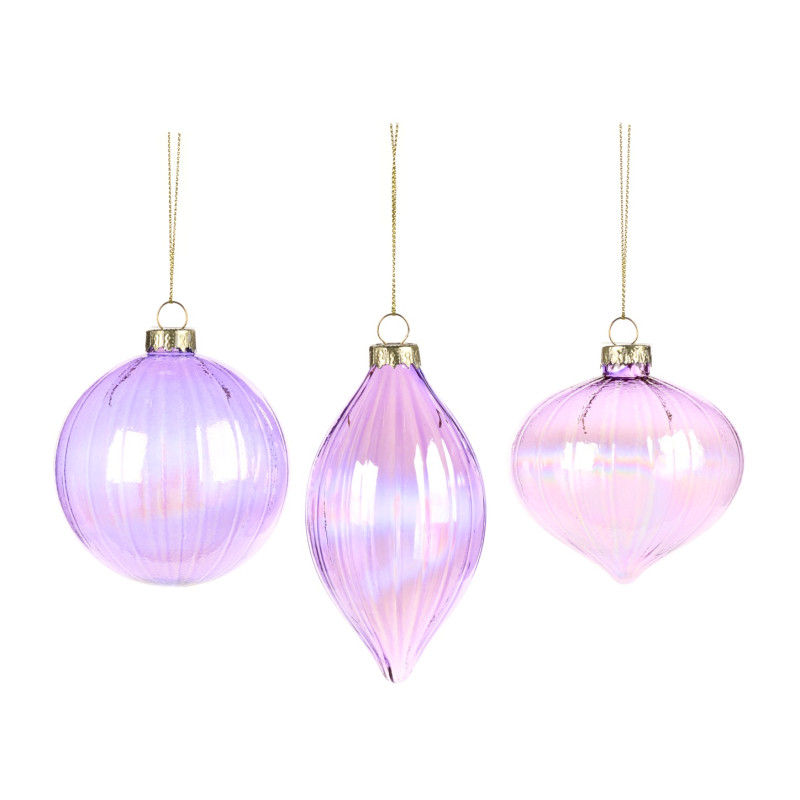 + GLSS IR.STRIPED BALL/FIN.ORN ASS/3 PRPL 8CM