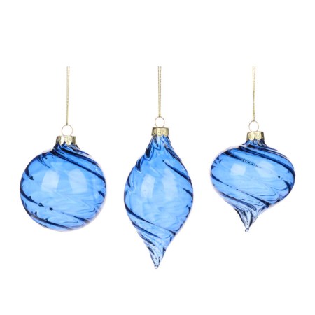 + GLSS SWIRL STRIPE BALL/FIN.ORN ASS/3 BLU 8CM