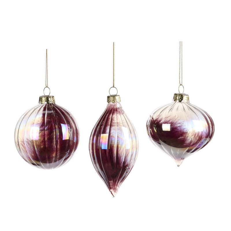 + GLSS IR.PLUME FILLED BALL/FIN.ORN ASS/3 BURG 8CM