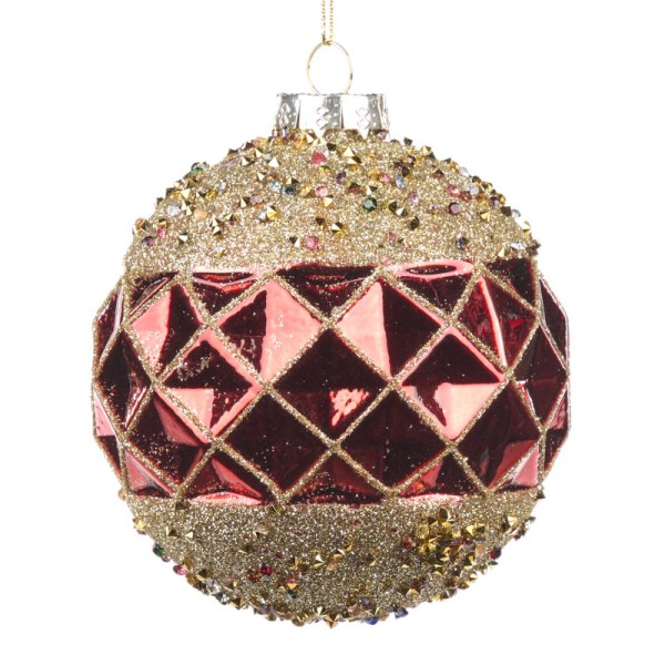 + GLSS 3D NET/JEWEL BALL RD/GLD 10CM