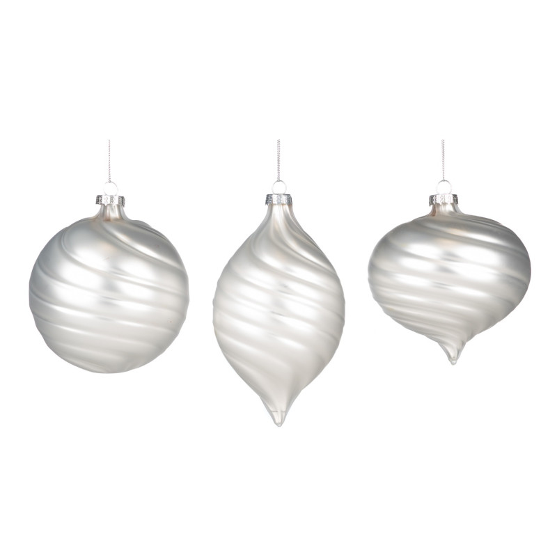 + GLSS MATTE SWIRL BALL/FIN.ORN ASS/3 WH 10CM