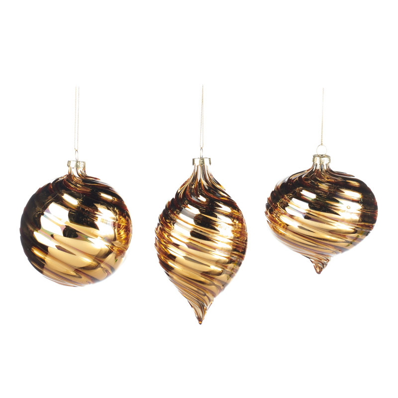 GLSS SWIRL BALL/FIN.ORN ASS/3 GLD 10CM