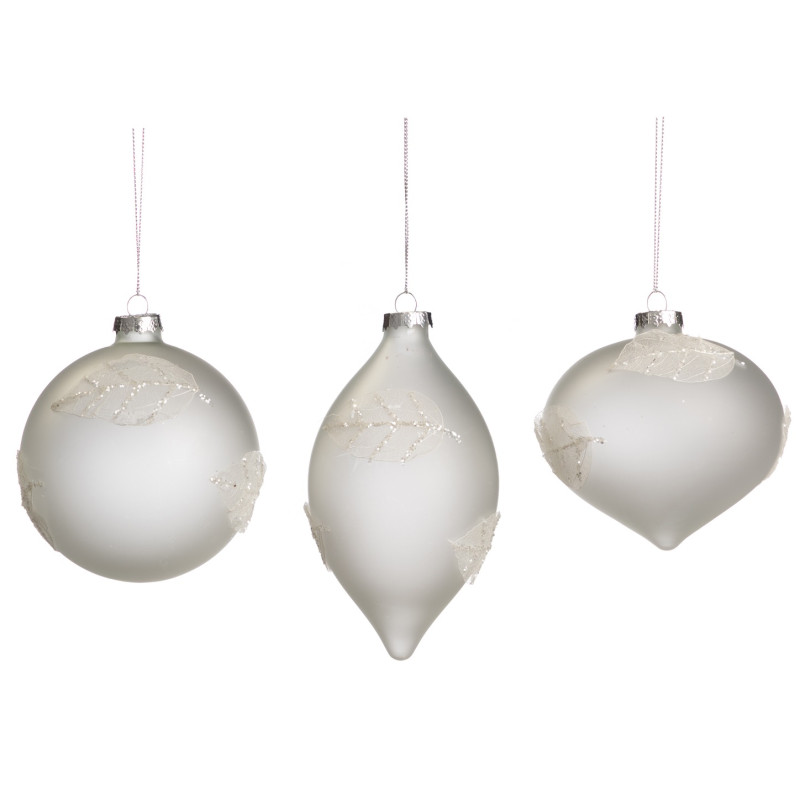 + GLSS MATTE LEAF BALL/FIN.ORN ASS/3 WH/GRN 10CM