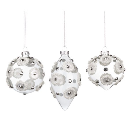 + GLSS BEAD.FLOWER BALL/FIN.ORN ASS/3 CLR 8CM