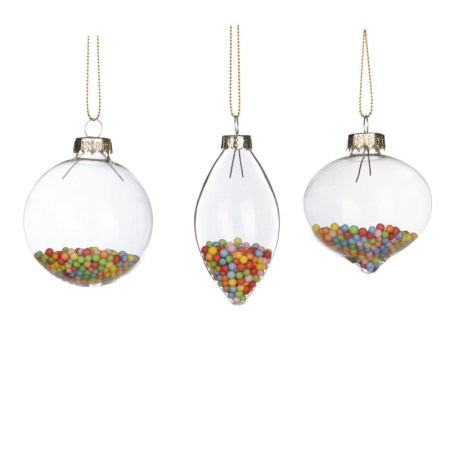 + GLSS. BALL FILL.BALL/FIN.ORN ASS/3 CLR/MULTI 6CM