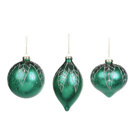 + GLSS ANT.LEAF TOP BALL/FIN.ORN ASS/3 GRN 10CM