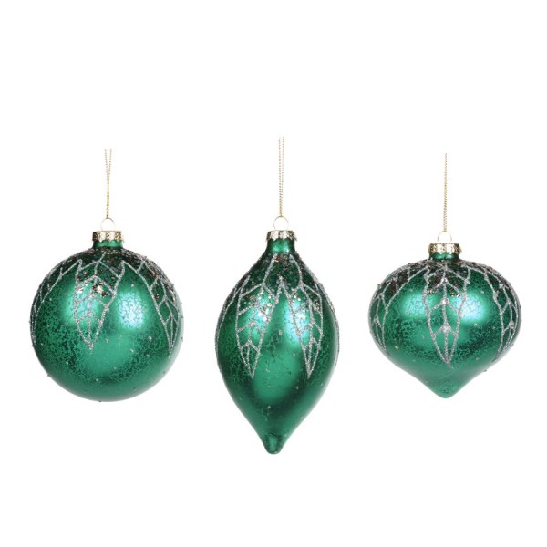 + GLSS ANT.LEAF TOP BALL/FIN.ORN ASS/3 GRN 10CM