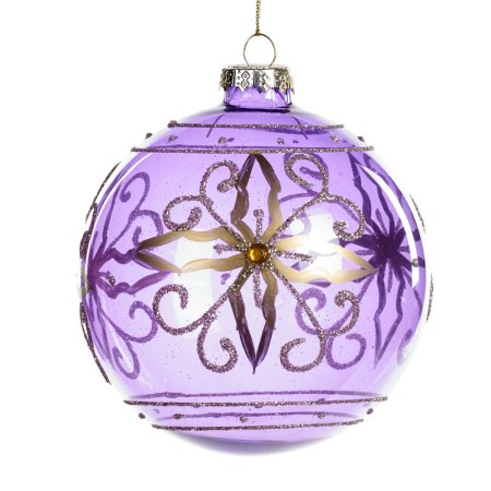 + GLSS GLT SWIRL FLOWER BALL PRPL/GLD 10CM