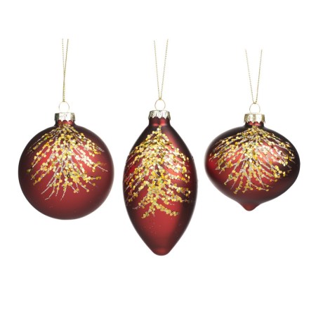 + GLSS GLT TWIG BALL/FIN.ORN ASS/3 RD/GLD 8CM