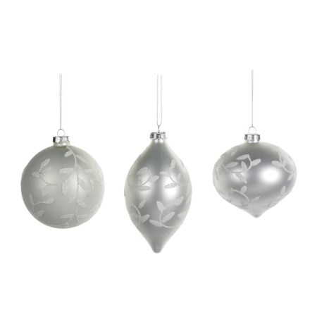 + GLSS GLT LEAF/VINE BALL/FIN.ORN ASS/3 WH 10CM