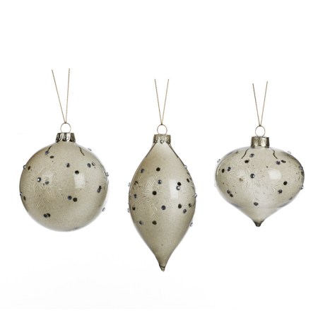+ GLSS ENGR.JEWEL SNOWF.BALL/FIN.ORN ASS/3 GRY 8CM