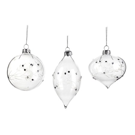 + GLSS ENGR.LEAF/VINE BALL/FIN.ORN ASS/3 CLR 8CM