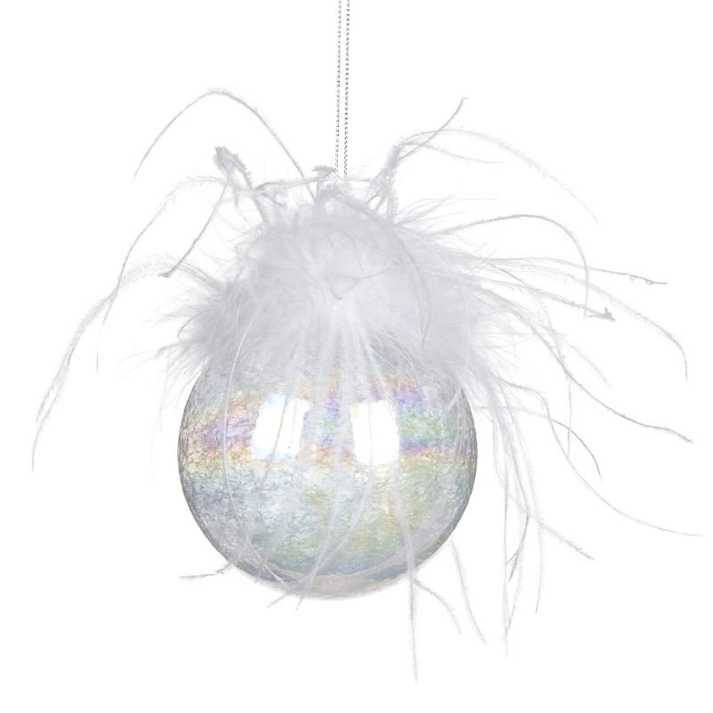 + GLSS IR.PLUME TOP BALL WH/CLR/MULTI 8CM