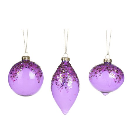 + GLSS SEQ.TOP BALL/FIN.ORN ASS/3 PRPL 8CM