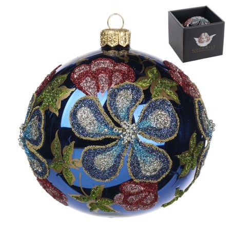 + GLSS BEAD.FLOWER BALL IN BOX BLU/PNK/GLD 10CM