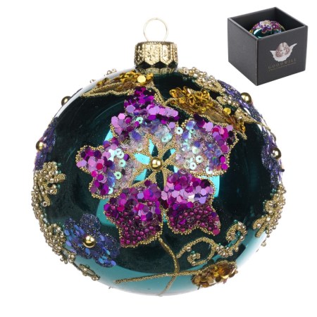 + GLSS SEQ.FLOWER BALL IN BOX PRPL/BLU 10CM