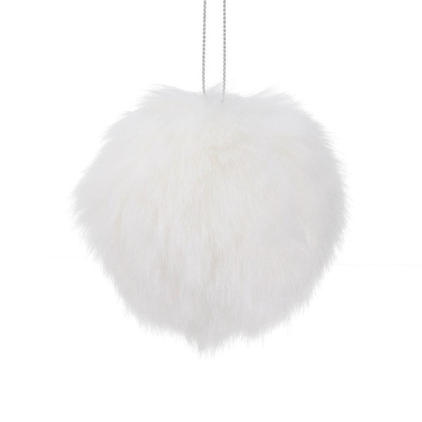 + FURRY BALL ORN WH 8CM