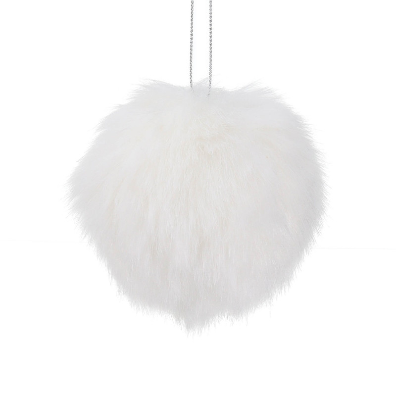 + FURRY BALL ORN WH 8CM