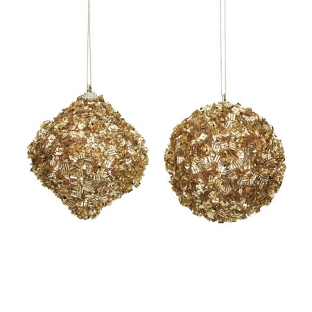 SEQ.BEAD.BALL/ONION ORN ASS/2 GLD 10CM