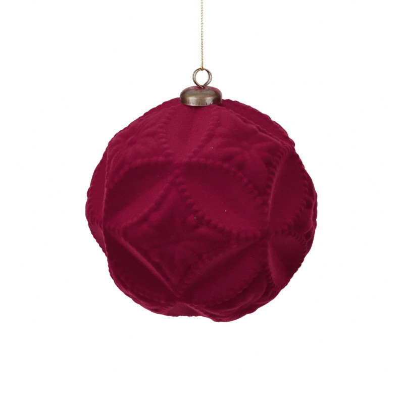 FLOCK 3D FLOWER BALL BURG/RD 12CM
