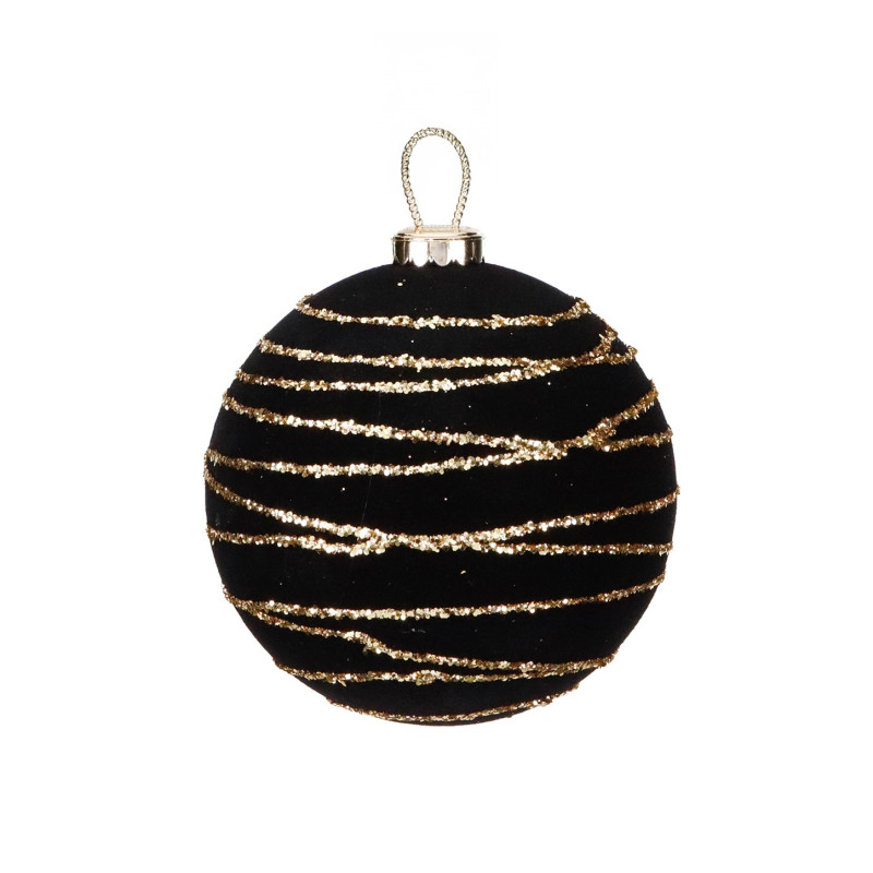 FLOCK GLT LINES BALL BLK/GLD 12CM