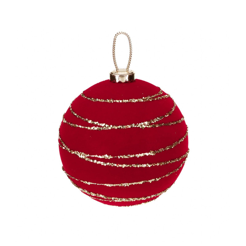 FLOCK GLT LINES BALL BURG/GLD 12CM