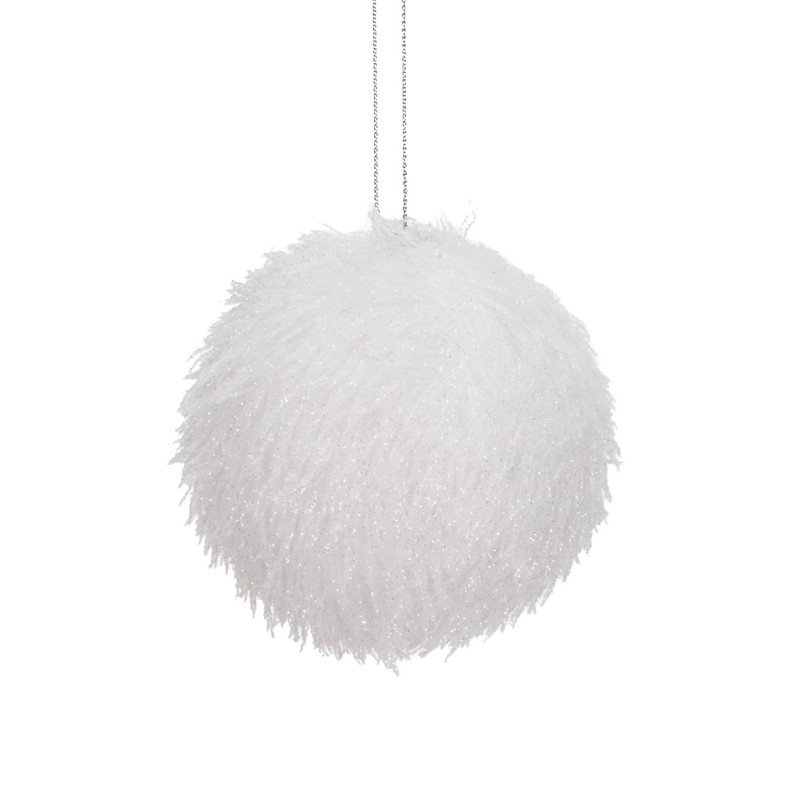 FURRY GLT BALL WH 8CM