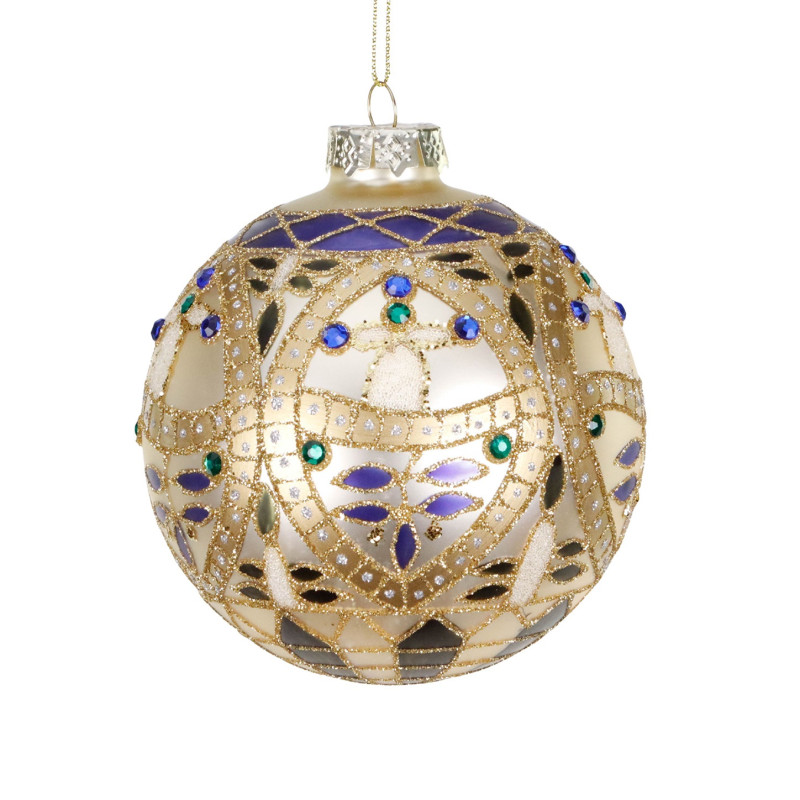 GLSS JEWEL LEAF/NET BALL CRM/GLD/GRN 10CM