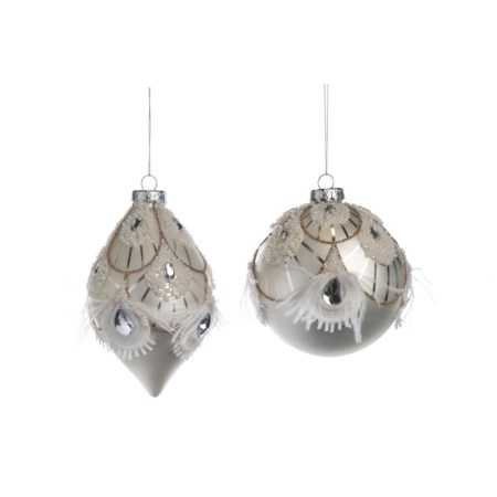 + GLSS/PLUME BALL/FIN.ORN ASS/2 WH 12,5CM