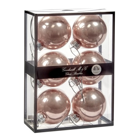 + GLSS UNI BALL BOX/6 OPAQUE ROSY GLD 7CM
