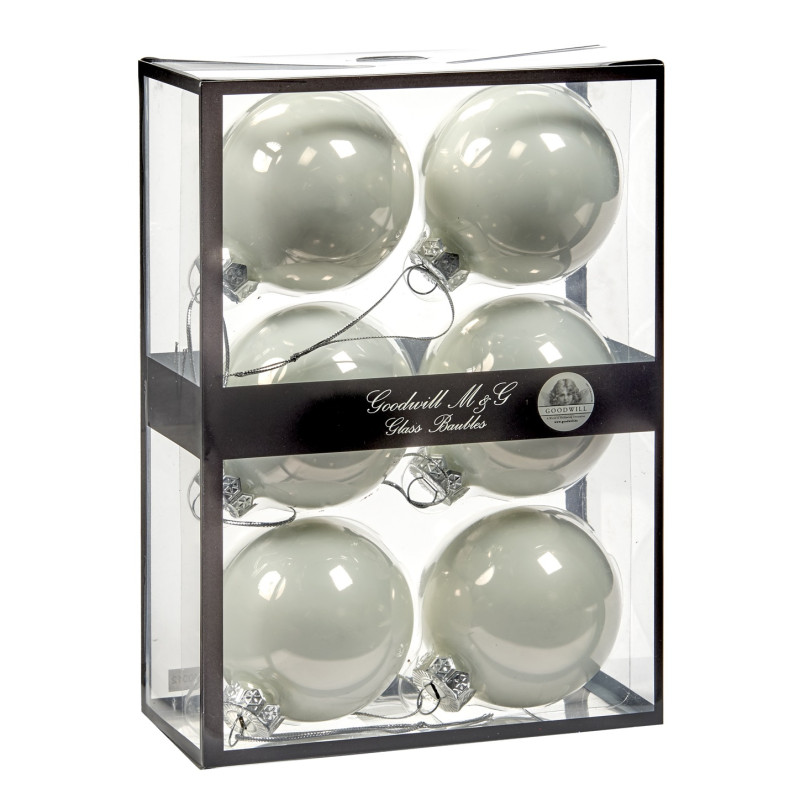 GLSS UNI BALL BOX/6 OPAQUE WH 7CM