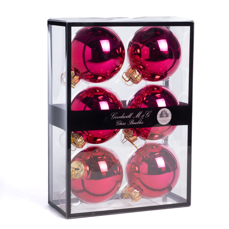 GLSS UNI BALL BOX/6 SHINY HOT PNK 7CM