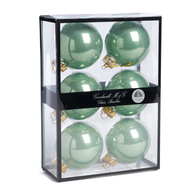 + GLSS UNI BALL BOX/6 OPAQUE LT MINT GRN 7CM
