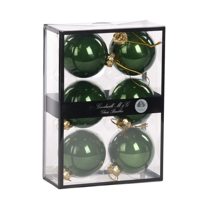 GLSS UNI BALL BOX/6 OPAQUE GRN 7CM