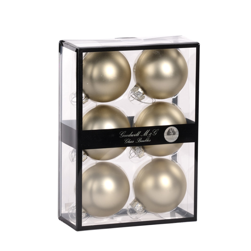 GLSS UNI BALL BOX/6 MATTE TAUPE/GRY 7CM