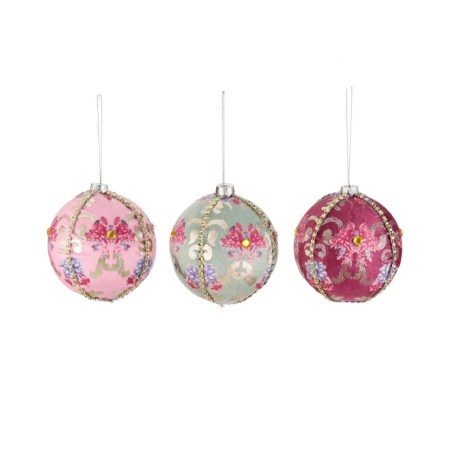 + FABR.FLORAL JEWEL BALL ASS/3 PNK/GRN 10CM