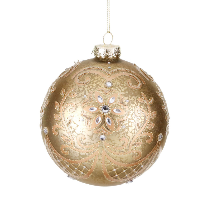 GLSS JEWEL FLOWER/SWIRLBALL GLD 12CM