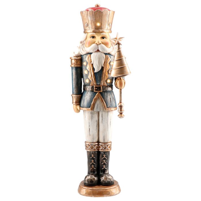 Nutcracker Vintage Blue LED Poly 47cm