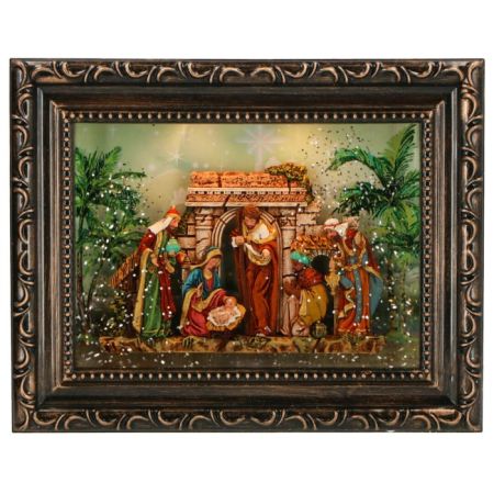 Photo frame nativity water spinning