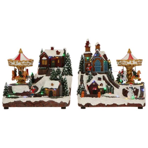 Village with merry-go around animated 2ass