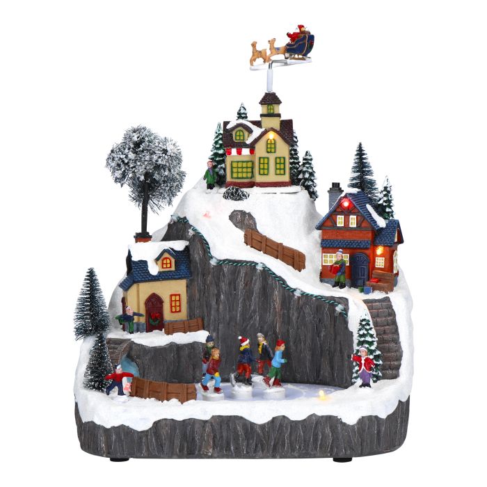 Mountain with skating rink animated