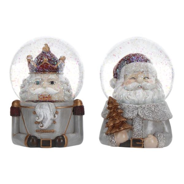 Waterball nutcracker & santa 2 ass