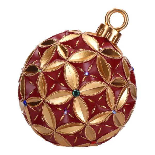 Christmas ball red jewels poly