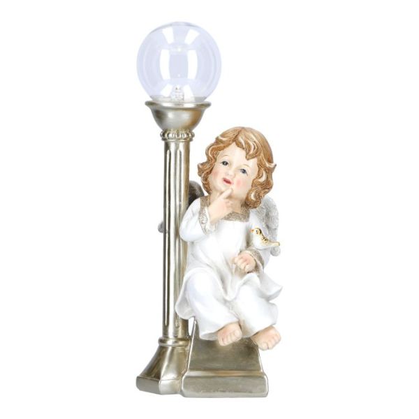 Angel with lantern led poly