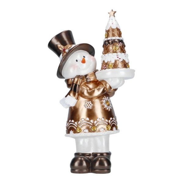 Snowman holding cake led poly