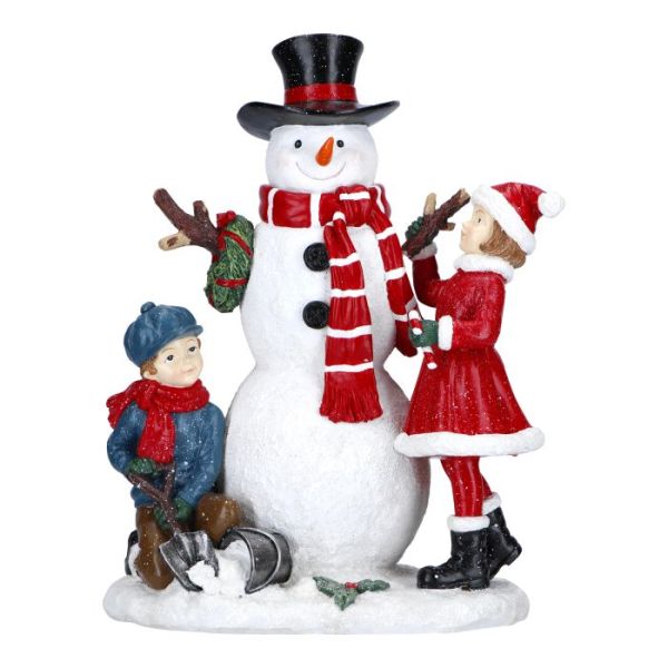 Snowman with kids poly