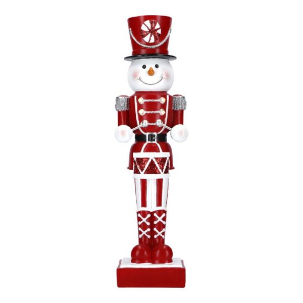 Nutcracker Snowman Poly Red-White LED 45,5cm