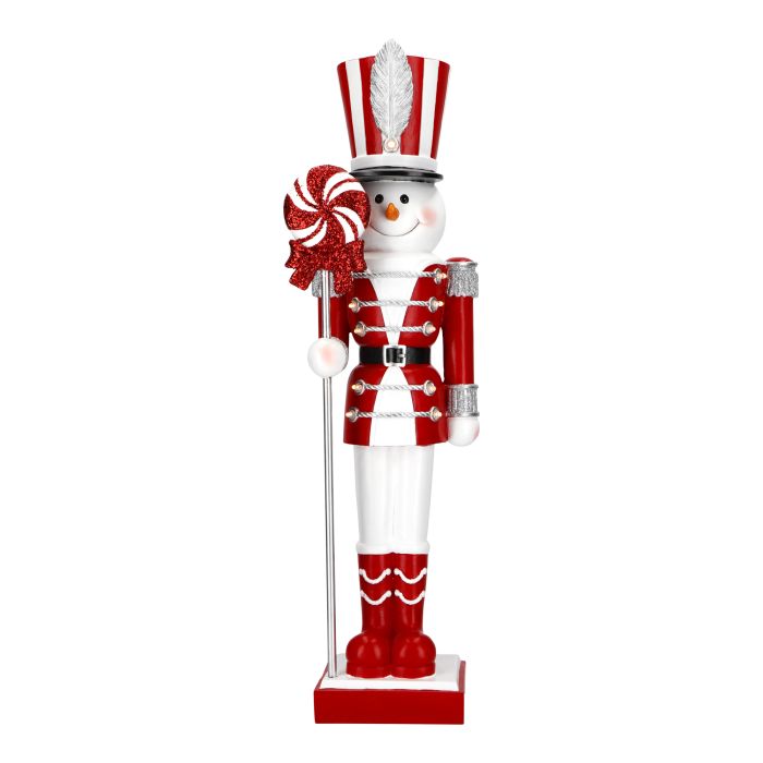 Nutcracker Lolly Snowman Poly Red-White 64cm