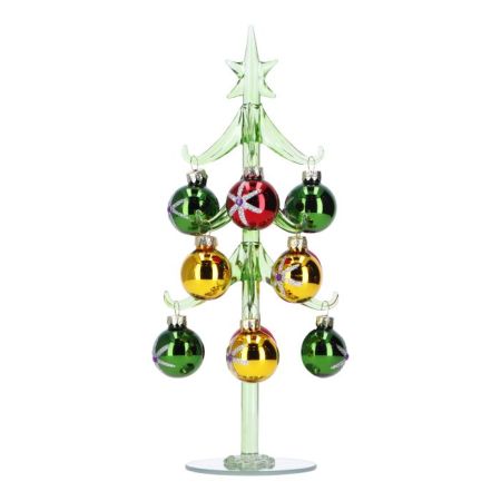 Tree with christmas balls 25 cm glass
