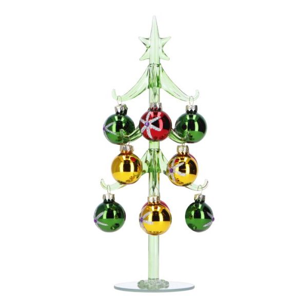 Tree with christmas balls 25 cm glass
